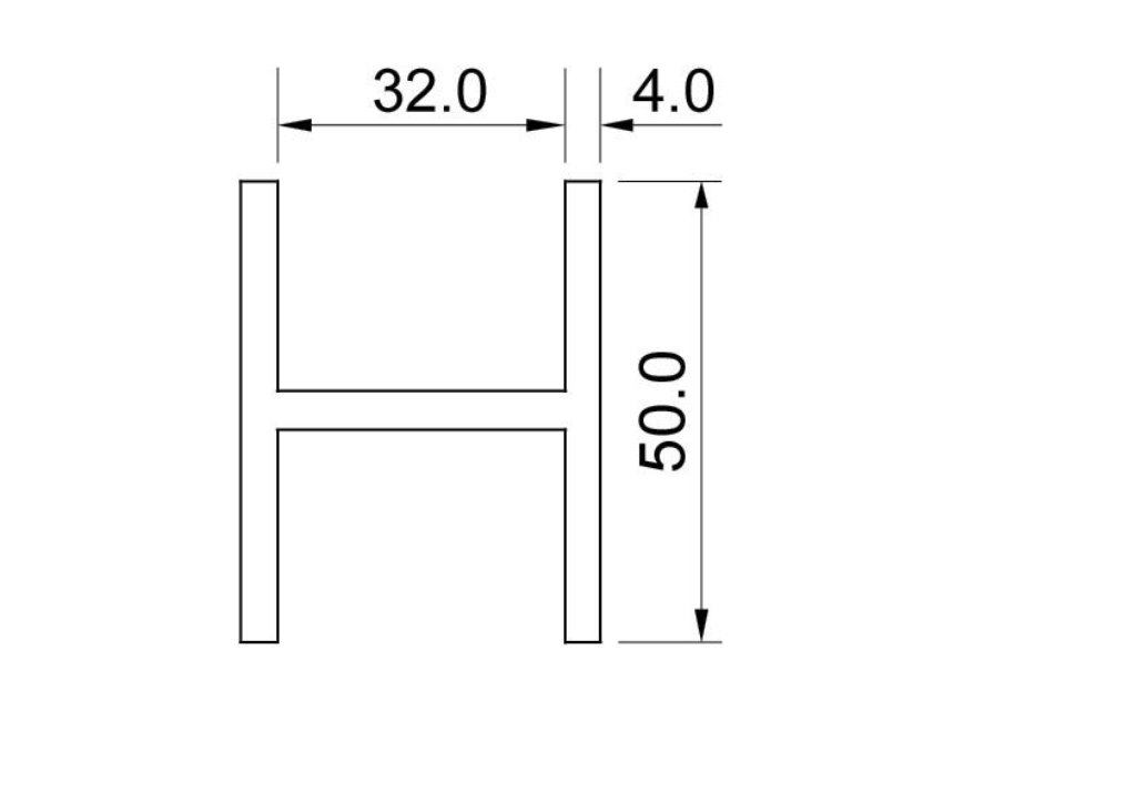 Produkt - Alu H-Profil zu 32 mm, ALU roh